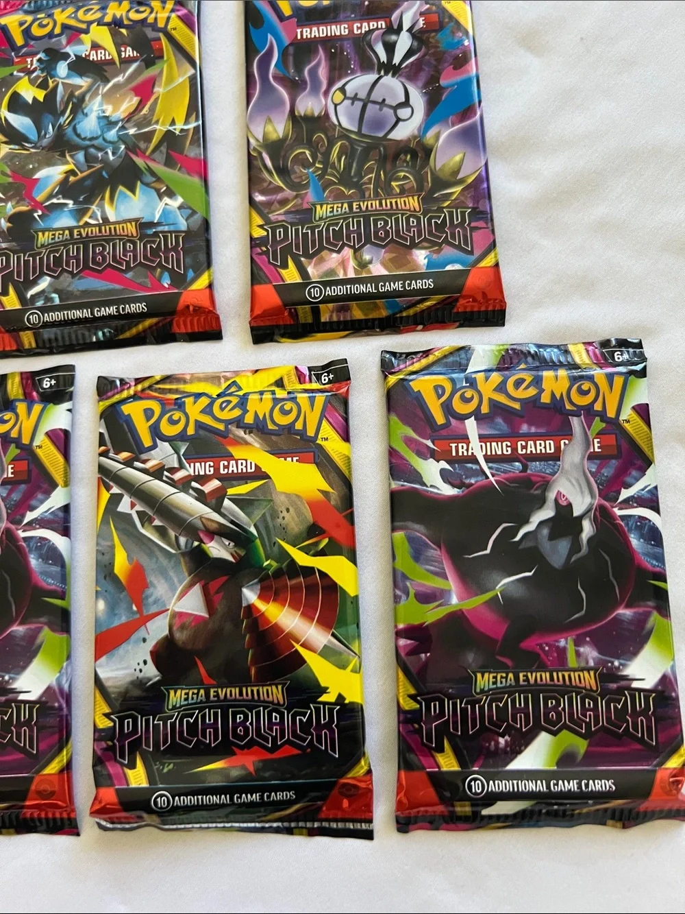 Pokemon Pitch Black Trading Card Booster Packs - Black, Purple, Yellow, Red